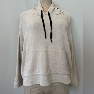 Drew Clothing Women’s Oversized Cropped Hoodie Pullover Sweater Soft Beige Sz L